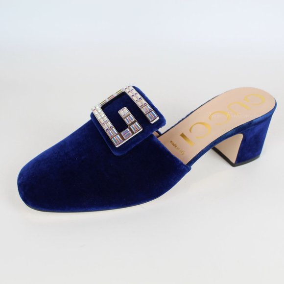 NEW Gucci Velvet Crystal Mules – Luxe Party Dressy Heels - Picture 10 of 15